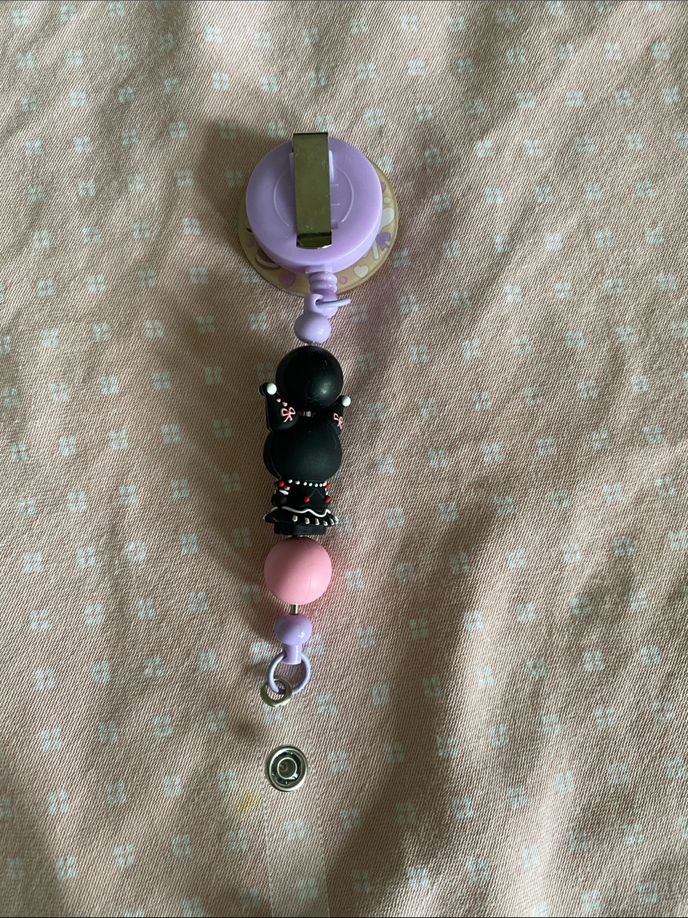 NWOT Hand Crafted Kuromi Retractable Badge Reel💜🖤 - Picture 3 of 3